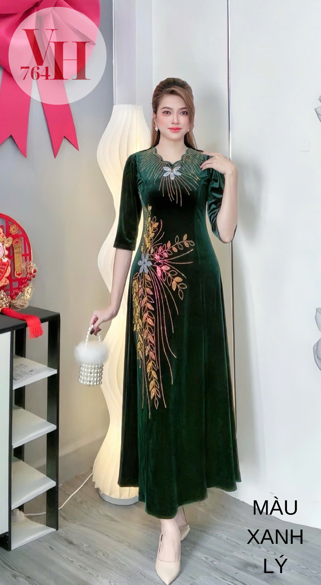 Đầm nhung cao cấp làm xui, dự tiệc sang trọng VH764